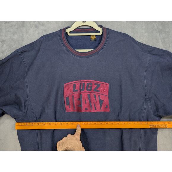 Vintage Lugz Sweater Crewneck 2XL Sweatshirt Blue Pullover Y2K Skater Logo - Picture 6 of 8